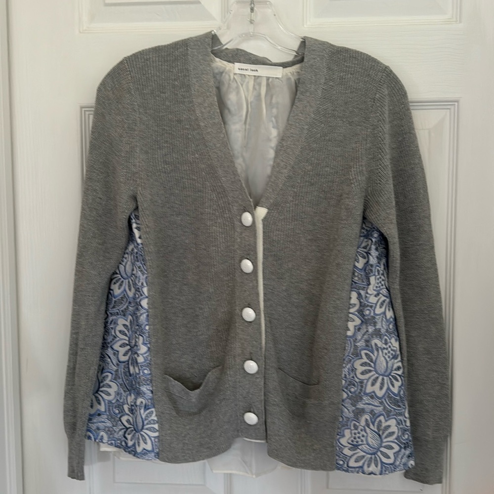 Sacai Luck Knit Cardigan Pleated Lace Back Size Medium/3